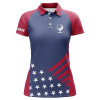 Custom Red, White And Blue American Flag Women Golf Polo Shirts Custom Patriotic Team Ladies Golf Tops Nqs7819