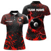 Custom Red Grunge 8 Ball Pool Thunder Lightning Women Polo Shirts Custom Team League Billiard Jersey Attire TDM1483