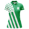Custom Women Golf Polo Shirt Custom Name Green Clover American Flag St Patrick Day Golf Shirts, Golfing Gifts Nqs7068
