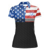 Custom American Flag Black Womens Golf Polo Shirt Custom Name Patriotic Golf Shirts For Ladies Nqs7238