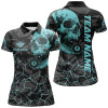 Custom Funny Skull Holding 8 Ball Billiard Custom Women Polo & Quarter-Zip Shirt, Billiard Pool Jersey Shirt TDM1715