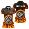 Custom Personalized Fire Flame Dartboard Dart 3D Polo Shirts For Women, Dart Shirt Custom Women Dart Jerseys VHM1082