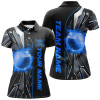 Custom Black And Blue Fire Golf Ball Broken Glass Custom Women Golf Polo Shirts, Golf Gifts For Ladies Nqs7676