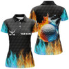Custom Fire And Water Golf Ball Black Womens Golf Polo Shirts Custom Golf Apparel For Women Nqs7226