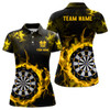 Custom Fire Flame Yellow Dartboard Women Dart Polo/ Quarter-Zip Shirt Custom Dart Shirt For Team Dart Jersey TDM2031