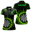 Custom Fire Flame Green Dartboard Women Dart Polo/ Quarter-Zip Shirt Custom Dart Shirts For Team Dart Jersey TDM2030