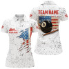 Custom American Flag Grunge Style Billiard Polo Shirts For Women Custom Patriotic 8 Ball Billiard Shirts TDM1378