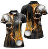 Custom Womens Golf Polos Shirts Custom Skull Golf Fire Black Golf Apparel, Coolest Polo Shirts For Ladies Nqs7140