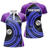 Custom Personalized Purple Blue 8 Ball Billiard Polo Shirts For Women Custom Womens Billiard Team Shirts VHM1127