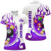 Custom Personalized Name Billiard Fire Polo Shirts For Women Custom Team Name Billiard Shirt Design | Purple TDM0917