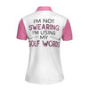 Pink Leopard Argyle Pattern Women Polo Shirt, I'm Not Swearing I'm Using My Golf Words Golf Short Sleeve Women Polo Shirt, Cool Gift For Female Golfers'