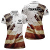 Custom Personalized Retro American Flag Billiard Women Polo Shirts Custom Patriotic Billiard Jerseys Uniform TDM1089