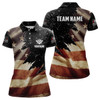 Custom Personalized Retro American Flag Billiard Women Polo Shirts Custom Patriotic Billiard Jerseys Uniform TDM0714