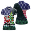 Custom American flag Christmas Santa golf pattern custom Womens golf polo shirts, christmas golf apparel NQS8115