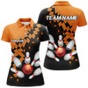 Custom Black And Orange Bowling Jerseys Polo, 1/4 Zip Shirt For Women Custom Bowling Team Shirts For Bowlers Nqs7708