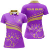 Custom Personalized Polo Bowling Shirts For Women, Custom Womens Bowling Shirts Team Bowl Jersey | Purple Nqs5354