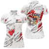 Custom Billiards Balls Canadian Flag White Grunge Custom Billiard Polo Shirts For Women, 8 Ball Pool Shirts VHM0661