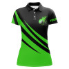 Custom Black And Green Women Golf Polo Shirt Custom Flame Golf Ball Fire Ladies Golf Tops, Golfing Gifts Nqs7399