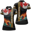 Custom Personalized Canada Flag Flaming 8 Ball Pool Women Polo Shirts, Patriotic Billiard Attire Jerseys TDM1140