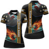Custom Personalized American Flag Flaming 8 Ball Pool Women Polo Shirts, Patriotic Billiard Attire Jerseys TDM1139