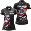 Custom Grunge American Flag Target Archery Sets Women Polo Shirts Custom Patriotic Archery Jersey Attire TDM1388