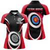 Custom Red Archery Jerseys Personalized Archery 3d Target Custom Women Polo Shirts, Best Archery Outfits TDM1018