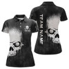 Custom Smoke Skull Black White Womens Golf Polo Shirts Custom Scary Golf Shirts For Women Golf Gifts LDT1407