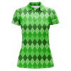 Custom Womens Golf Polos Shirts Green Argyle Pattern Golf Shirts Custom Team Polo For Women St Patrick Day Nqs4725