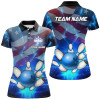 Custom American flag blue Custom Bowling Polo Shirts For Women patriotic Bowling Team League Jerseys TTV153