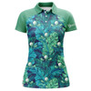 Custom Women Golf Polo Shirt Green Tropical Leaves Custom Name Green Golf Polo Shirts, Golfing Gift Nqs3761