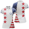 Custom American Flag Womens Golf Polo Shirt Custom Patriotic White Golf Ball Skin Shirt For Ladies Nqs7888