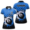 Custom Personalized Blue Grunge 8 Ball Pool Women Billiards Polo Shirts Custom Billiard Team Jerseys Uniform TDM1184