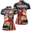 Custom Funny Christmas Santa And Billiard Custom Us Flag Women Polo Shirts, Patriotic Women Christmas Shirts TDM0602