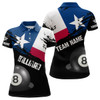 Custom Personalized Texas Flag Billiard Games Women Polo Shirts, Patriotic Billiard Texas Sports Shirts TDM0935