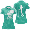 Custom Womens Golf Polo Shirts Custom Name Golf Clubs Pattern Shirt For Ladies | Turquoise Nqs7536