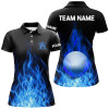 Custom Womens Golf Polo Shirts Custom Golf Ball Fire Flame Golf Outfit For Ladies, Best Golf Gifts |Blue TDM1817