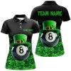 Custom Personalized St Patrick's Day 8 Ball Pool 3D Polo Shirts For Women, Shamrock Billiard Team Jerseys VHM0996