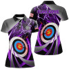 Custom Purple Archery 3d Target Thunder Lightning Personalized Women Polo Shirts, Team League Archery Shirts TDM1052