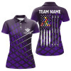 Custom Personalized Purple Grunge American Flag Women Billiard Polo Shirts Custom Pool Player Jersey Shirts TDM1416