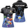 Custom Thunder Lighting Blue Billiard Balls Polo Shirts For Women Personalized Skull 9 Ball Pool Shirts VHM1123