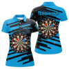 Custom Personalized Blue Darts Board Darts Jerseys Polo Shirts For Women Custom Team League Darts Shirts TDM1303