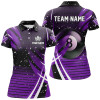 Custom Black Purple Billiard 8 Ball Pool Women Polo Shirts Custom Billiard Shirts, Billiard Jerseys Apparel TDM1225