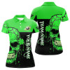 Custom St Patrick's Day Green Billiard Skull Custom Women Polo Shirts, Luckiest Patrick Day Billiard Shirts TDM1148