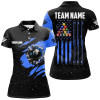 Customized Grunge American Flag 8 Ball Pool Women Billiard Polo Shirts, Pool Player Shirts