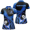 Custom Personalized 3D Blue Jerseys Billiard 8 Ball Women Polo Shirts Custom Team League Billiard Shirts TDM0688