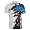 Skull American Ripped Golf Polo Shirt, White American Flag Polo Shirt, Patriotic Golf Shirt For Men - Perfect Gift For Men, Golfers