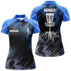 Custom Blue Disc Golf Basket Camo Custom Name & Number Womens Polo Shirts, Ladies Disc Golf Outfit Nqs7416