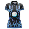 Custom Women Golf Polo Shirts Blue Fire Pattern Golf Clubs Shirt For Ladies, Personalized Golf Gifts Nqs6994