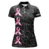 Custom Breast Cancer Awareness Ladies Golf Shirts Custom Black Camo Pink Ribbon Women Golf Polo Shirts Nqs8071