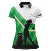 Custom Green Argyle Pattern White Golf Ball Womens Golf Polo Shirt Custom Golfing Gifts, Ladies Golf Tops Nqs7090